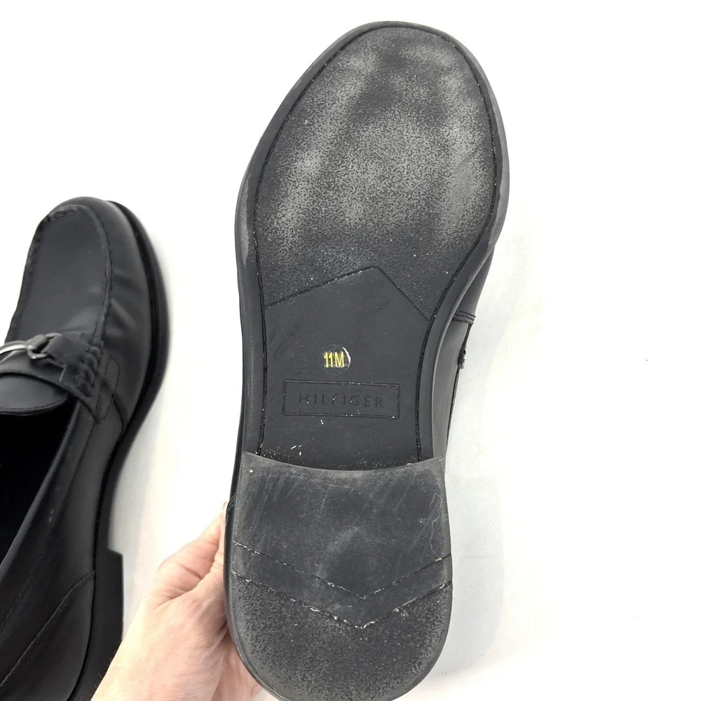 Tommy Hilfiger Jackal Men's‎ 11 Black Faux Leather Moc Toe Loafer Shoe